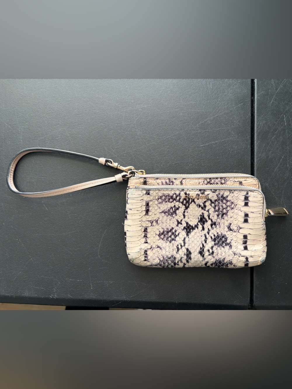 Coach Madison Python Embossed Double-Zip Wristlet - Picture 4 of 8